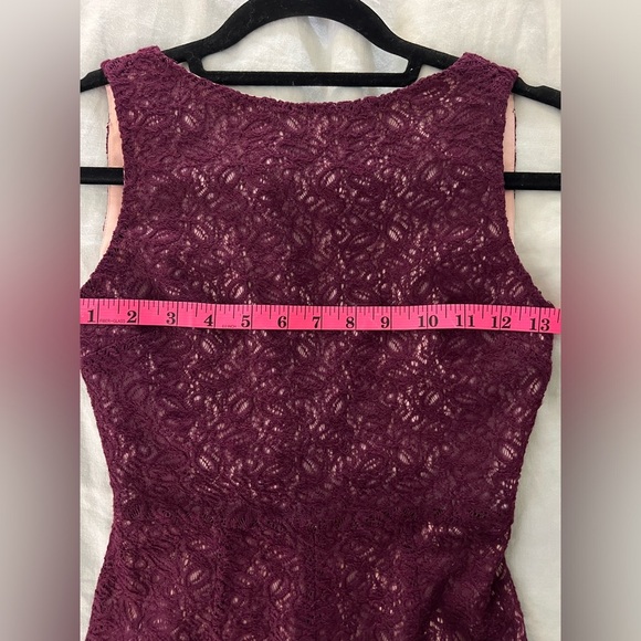 ALICE OLIVIA purple lace nude lining front slit formal dress US 0 - Picture 8 of 10